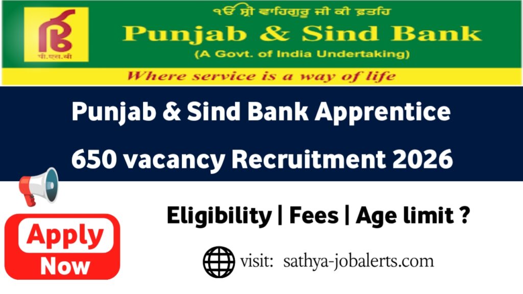 Punjab and Sind Bank Apprentice Recruitment 2026