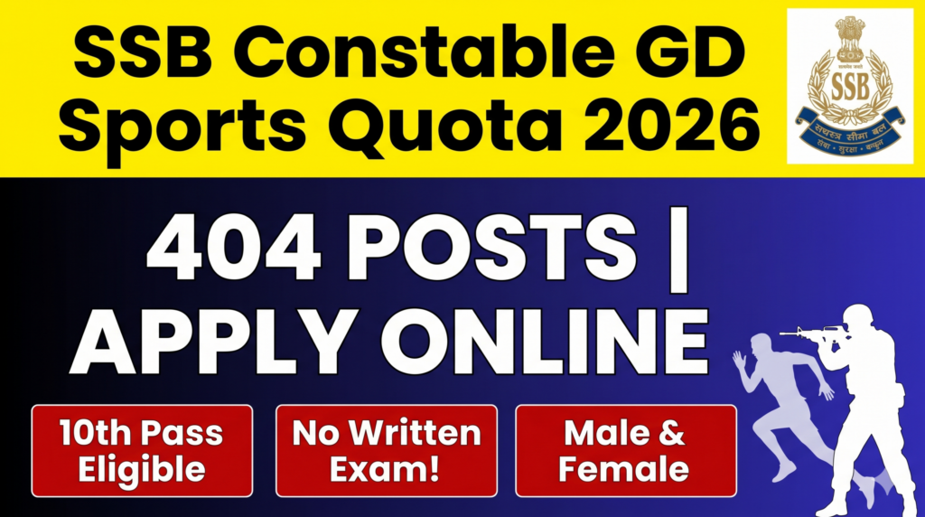 SSB Constable GD Sports Quota Recruitment 2026