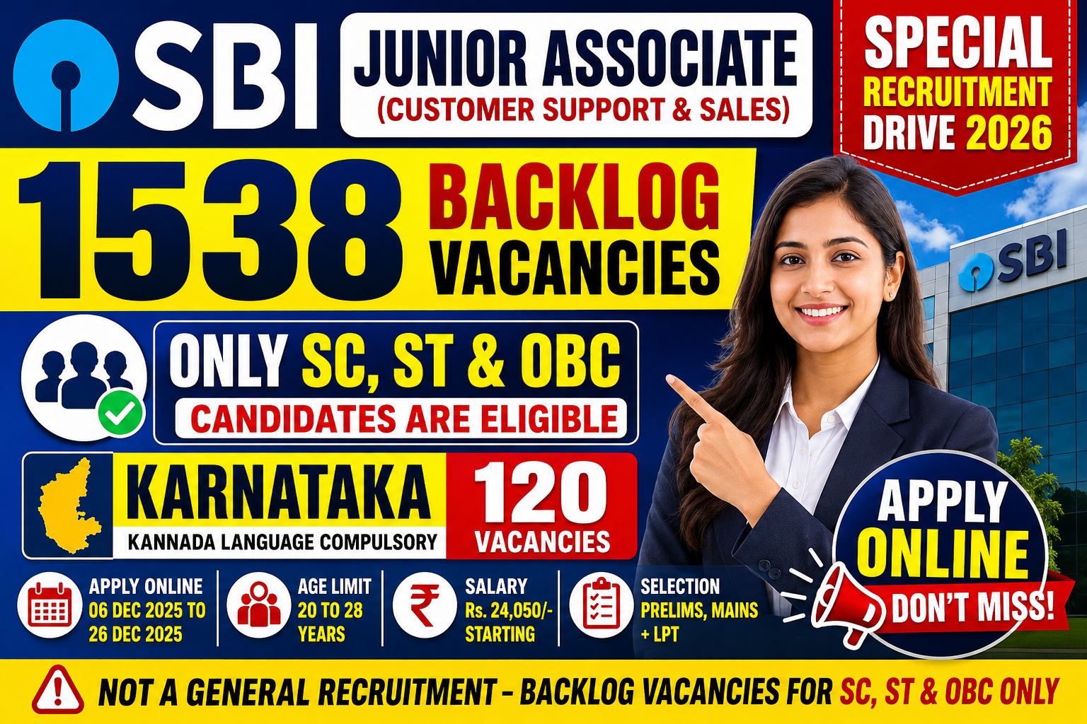 SBI Junior Associate Recruitment 2026 Special Drive