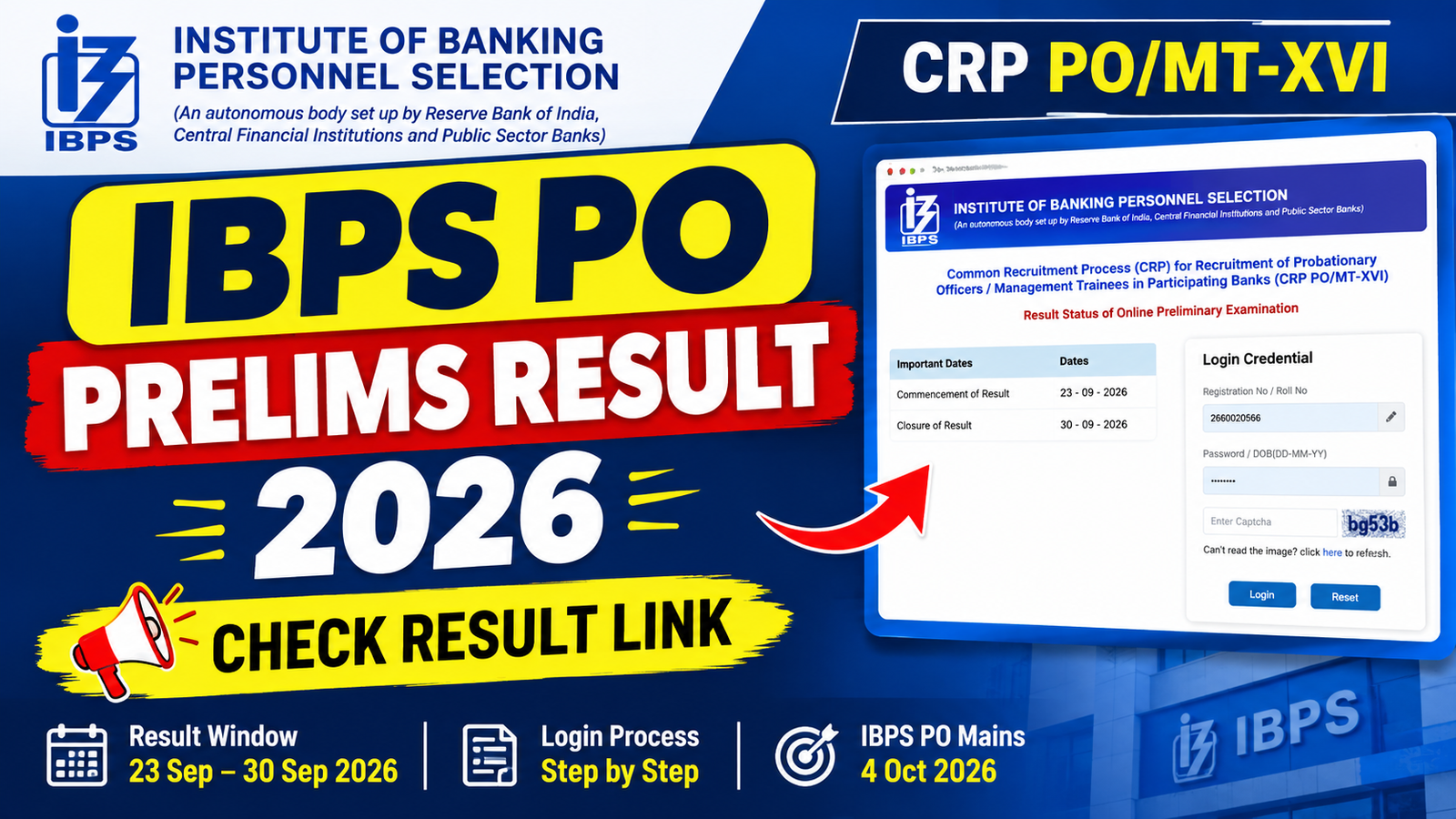 IBPS PO Prelims Result 2026