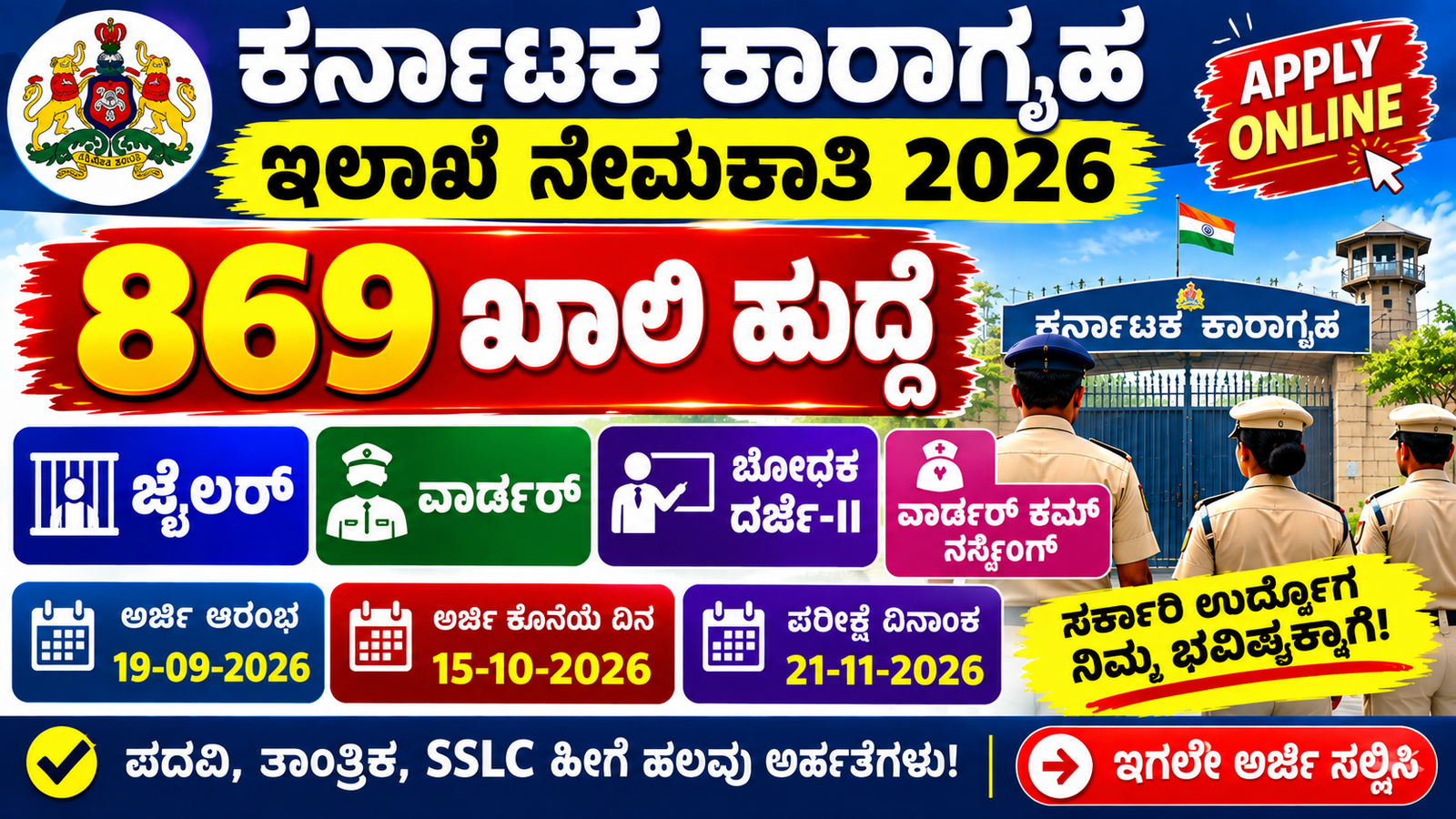 Karnataka Prisons Department Recruitment 2026
