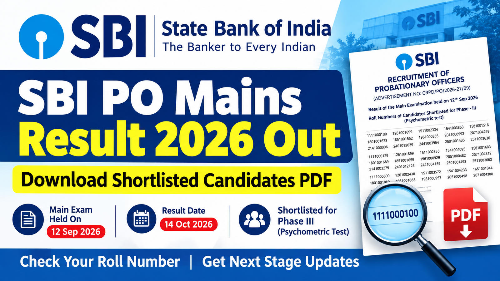 SBI PO Mains Result 2026